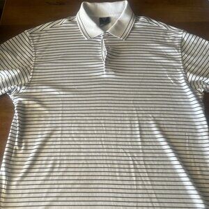 Nike Golf Dri-Fit Polo Shirt,‎ Men's Large, White w/ Black Stripes Short Sleeve